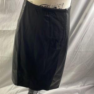 Liverpool Pull On Black Pencil Skirt Faux Leather Trim Two-Tone Size 8